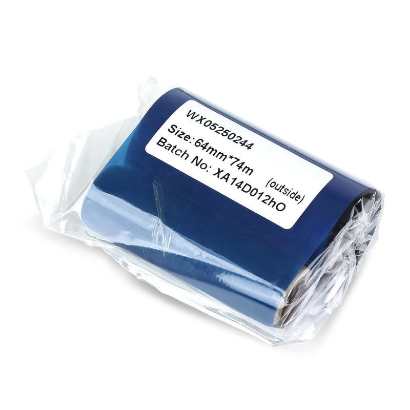 OfficeSmartLabels 2PK WX05220244 (2.20" x 244') Premium Resin-Enhanced Wax Black Thermal Transfer Ribbons, Compatible with Zebra Printers - 1/2" Core - Image 1